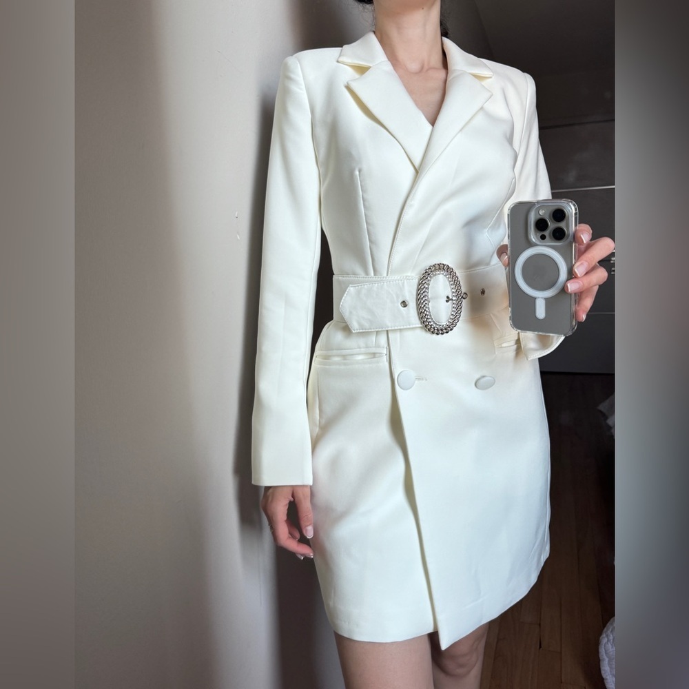 LICHI Belted Cream Mini Dress in Small